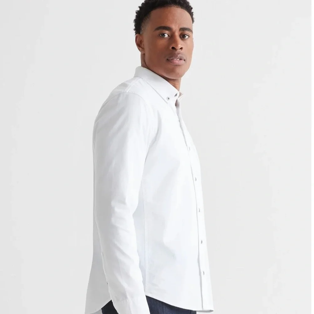 NWT DUER Performance Oxford Shirt. Men's Medium. Color: White - Picture 4 of 4